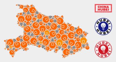 Ampul Mozaik Hubei İl Haritası ve Kauçuk Pullar