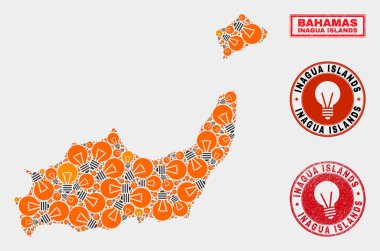Elektrik Ampul Kolaj Inagua Adaları Harita ve Çizik Pullar