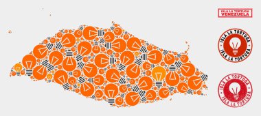 Aydınlatma Lambası Mozaik Isla La Tortuga Haritası ve Kauçuk Pullar