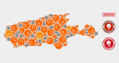 Ampul Mozaik Kanguru Adası Haritası ve Dokulu Contalar