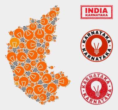 Elektrik Ampul Kolaj Karnataka Devlet Haritası ve Sıkıntı Damga Mühürler
