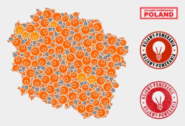 Elektrikli Lamba Kolaj Kujawy-Pomerania İl Haritası ve Kauçuk Damga Mühürler