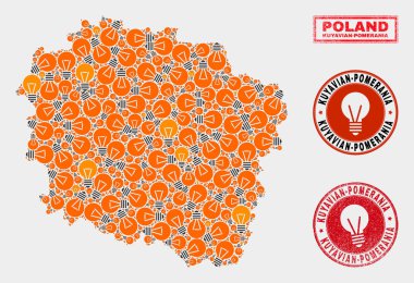 Elektrik AmpulMozaik Kuyavian-Pomeranian Voivodeship Harita ve Dokulu Pullar