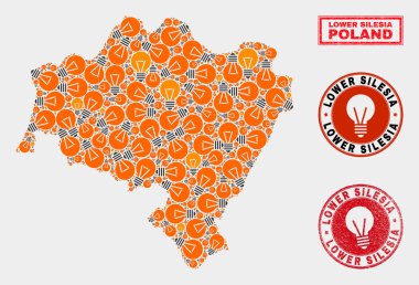 Elektrikli Lamba Mozaik Alt Silezya İl Haritası ve Çizik Contalar