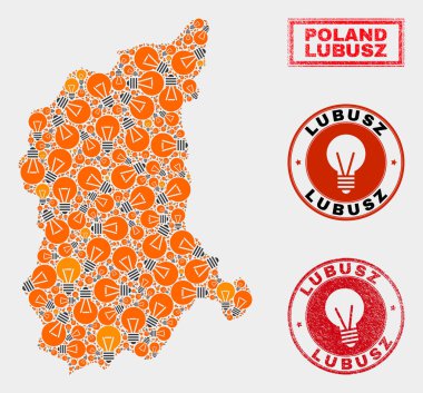 Elektrik Lambası Mozaik Lubusz Voivodeship Haritası ve Sıkıntı Pulları