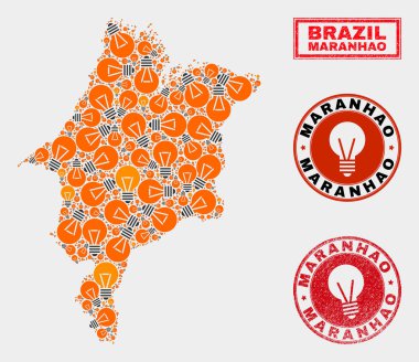 Elektrik Ampul Mozaik Maranhao Devlet Haritası ve Sıkıntı Damga Mühürler