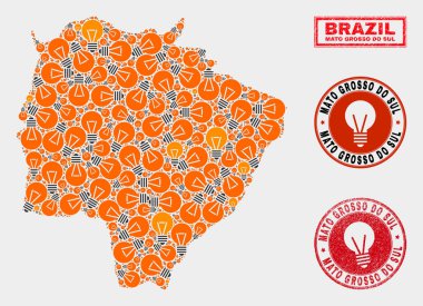 Elektrik Ampul Kolaj Mato Grosso Sul Devlet Haritası ve Çizik Seals do