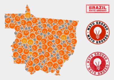 Elektrikli Lamba Kolaj Mato Grosso Devlet Haritası ve Kauçuk Mühürler