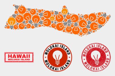Enerji Ampul Kolaj Molokai Adası Haritası ve Sıkıntı Damga Mühürler