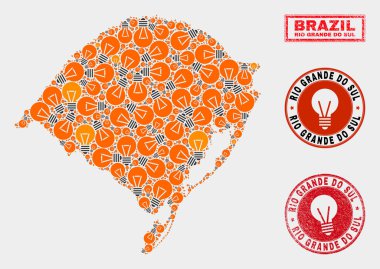 Aydınlatma Ampul Mozaik Rio Grande Do Sul Devlet Haritası ve Sıkıntı Pullar