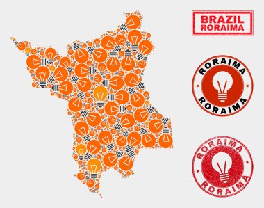 Işık Lamba kolaj Roraima Devlet Haritası ve Sıkıntı Mühürler