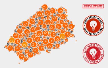 Elektrikli Lamba Kolaj Saint Helena Adası Haritası ve Çizik Seals