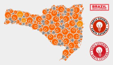 Aydınlatma Lambası Mozaik Santa Catarina Devlet Haritası ve Sıkıntı Pulları