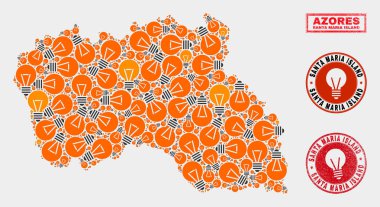 Elektrikli Lamba Kolaj Santa Maria Adası Haritası ve Dokulu Mühürler