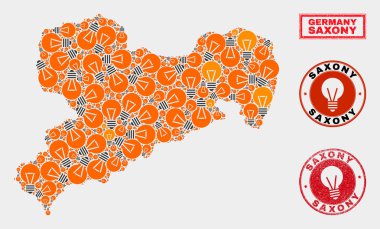 Elektrikli Lamba Kolaj Saksonya Kara Haritası ve Çizik Seals