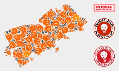 Enerji Lambası Mozaik Shikotan Adası Haritası ve Çizik Mühürler