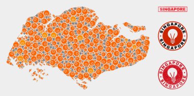 Elektrik Ampul Kolaj Singapur Haritası ve Kauçuk Mühürler