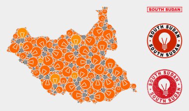 Elektrik AmpulMozaik Güney Sudan Haritası ve Sıkıntı Pulları