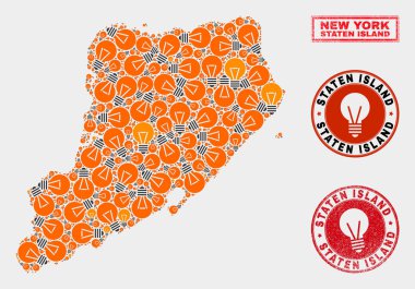 Elektrik Ampul Kolaj Staten Island Harita ve Sıkıntı Damga Mühürler