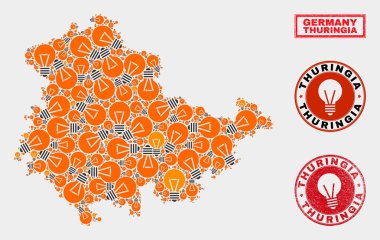 Elektrikli Lamba Kolaj Thüringen Arazi Haritası ve Kauçuk Damga Mühürler