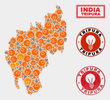 Hafif Lamba Kolaj Tripura Devlet Haritası ve Dokulu Contalar