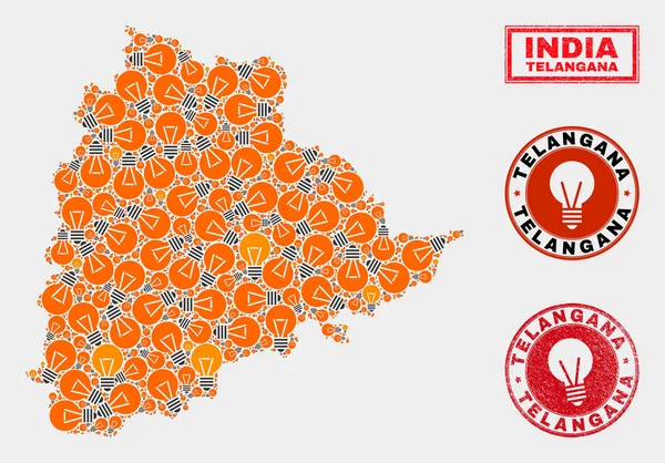 Ampul Mozaik Telangana Devlet Haritası ve Sıkıntı Mühürler