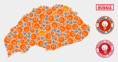 Elektrikli Lamba Kolaj Wrangel Adası Haritası ve Çizik Pullar