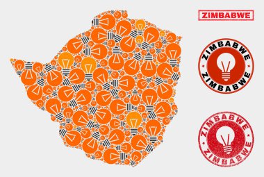 Elektrik Ampul Mozaik Zimbabve Haritası ve Sıkıntı Mühürler