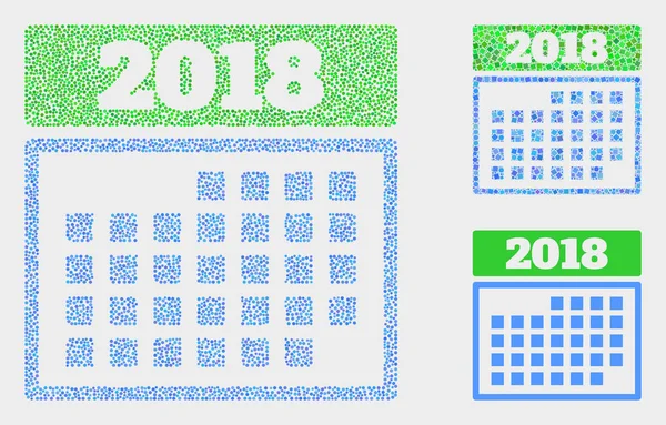 Pixelated vector 2018 kalender paginapictogrammen — Stockvector