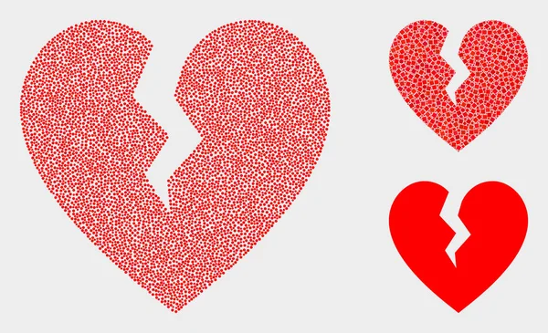 Pixelated Vector Iconos corazón roto — Archivo Imágenes Vectoriales