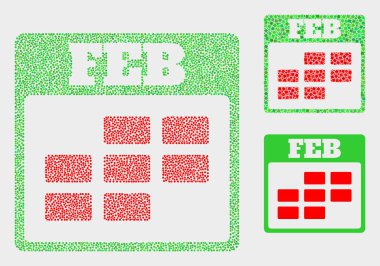 Piksel Vektör Şubat Takvim Simgeleri