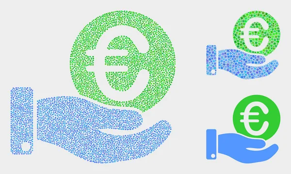 Dot Vector Euro Coin Donación iconos de la mano — Vector de stock