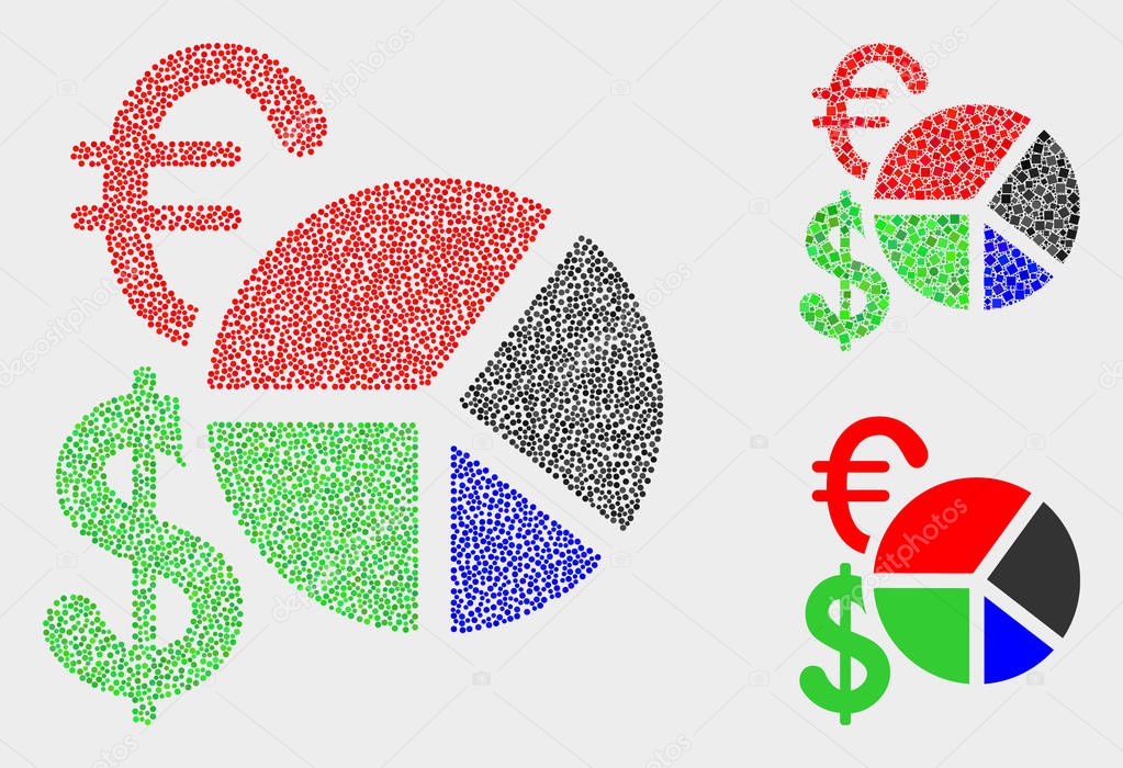 Dotted Vector Currency Pie Chart Icons