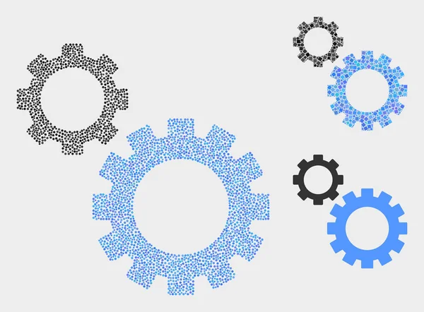 Pixel Vector Gears ikonok — Stock Vector