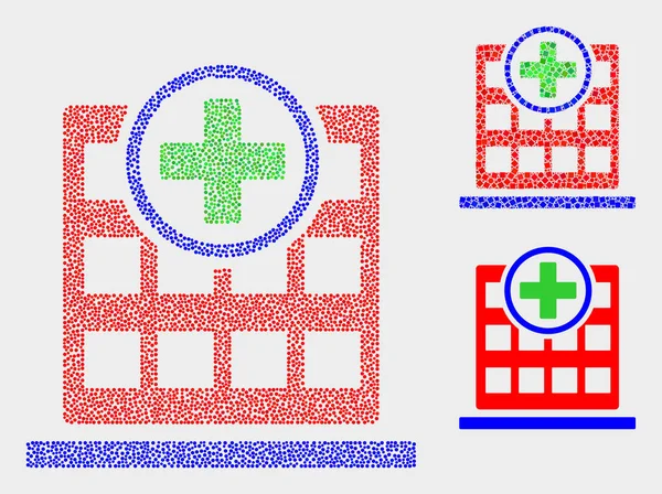 Ícones do edifício do hospital vetorial Pixelado —  Vetores de Stock