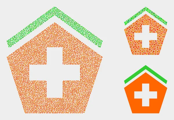 Pixelated Vector Hospital Iconos — Vector de stock