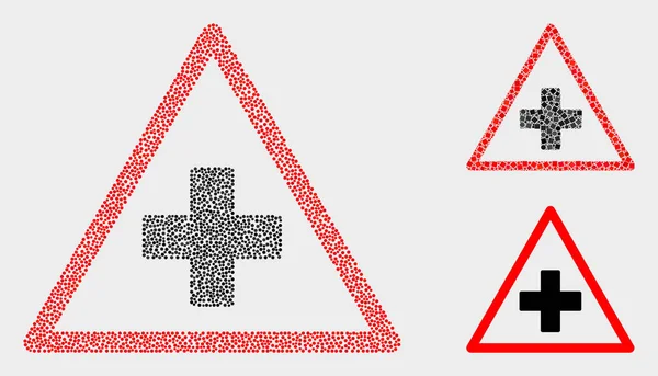 Pixel Vector Medical Warning Triangle Icons — Stock Vector