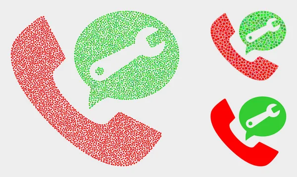 Dotted Vector Service Phone Call Icons — Stock Vector