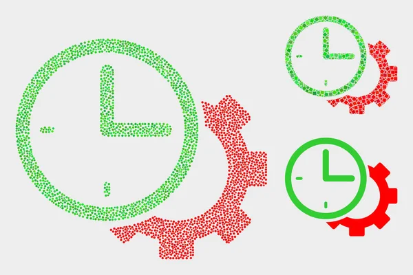 Ustawienia czasu wektora pikseli Gear ikony — Wektor stockowy