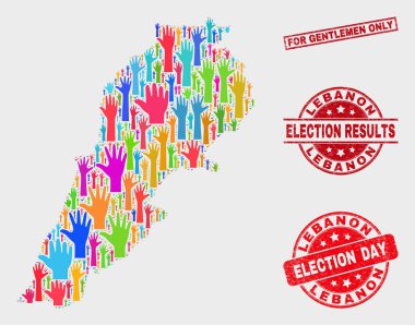Anket Lübnan Haritası Kolaj ve Beyler Sadece Filigran için Çizik