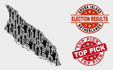 Seçim Aruba Adası Haritası ve Çizik Top Pick Pul Seal Kolaj