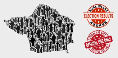 Seçim Faial Ada Haritası ve Grunge Resmi Kullanım Sadece Damga Mührü Kompozisyon