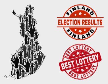 Seçim Finlandiya Haritası ve Çizik En İyi Piyango Damgası Kompozisyon
