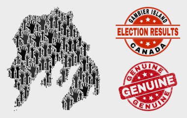 Seçim Gambier Adası Haritası ve Sıkıntı Hakiki Damga Kompozisyon