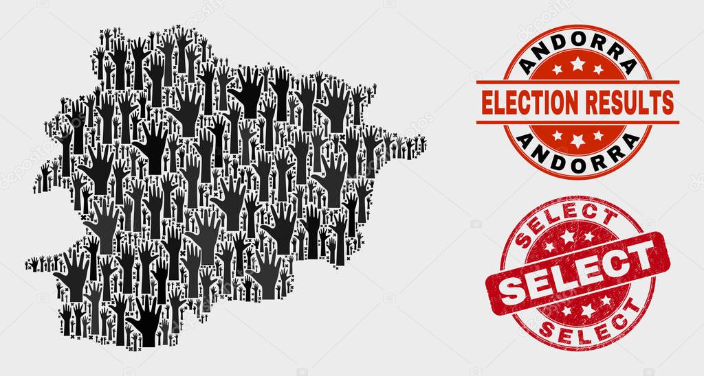 Composition of Election Andorra Map and Grunge Select Watermark