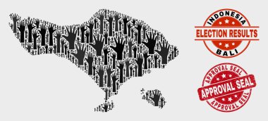 Oy Bali Haritası ve Çizik Onay Mühür Damgası Kolaj