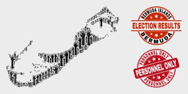 Seçim Bermuda Adaları Harita ve Sıkıntı Personel Sadece Damga Mührü Kompozisyon