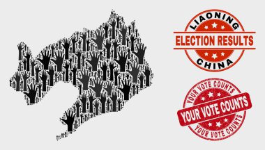 Seçim Liaoning İl Haritası ve Sıkıntı Sizin Oy Sayar Damga Mührü Kompozisyon