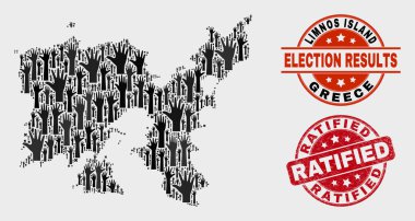 Seçim Limnos Adası Haritası ve Sıkıntı Onaylı Filigran Kompozisyonu