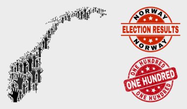 Oylama Norveç Haritası ve Grunge Yüz Filigran Kolaj